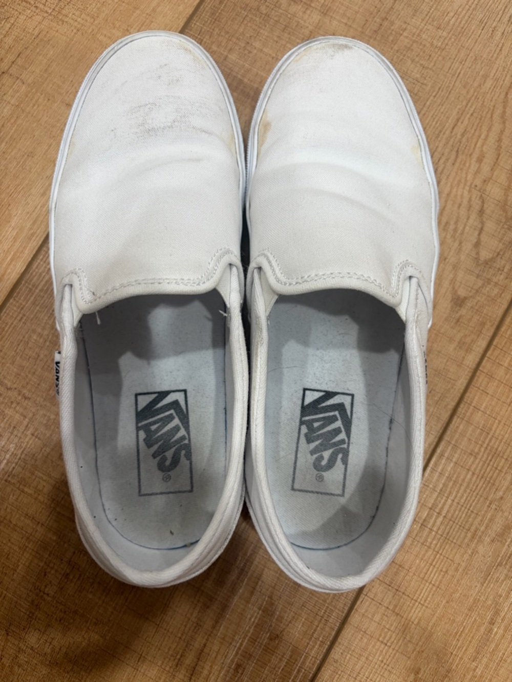 Vans Kids Slip-On Sneakers in White Canvas